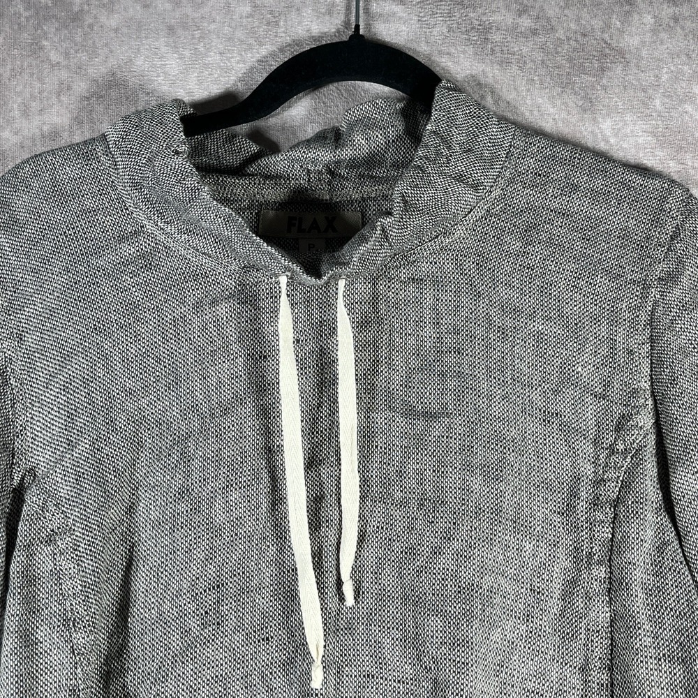 Flax Top Womens P Gray Linen Cowl Neck Long Sleeve Casual Lightweight Travel - Picture 2 of 9